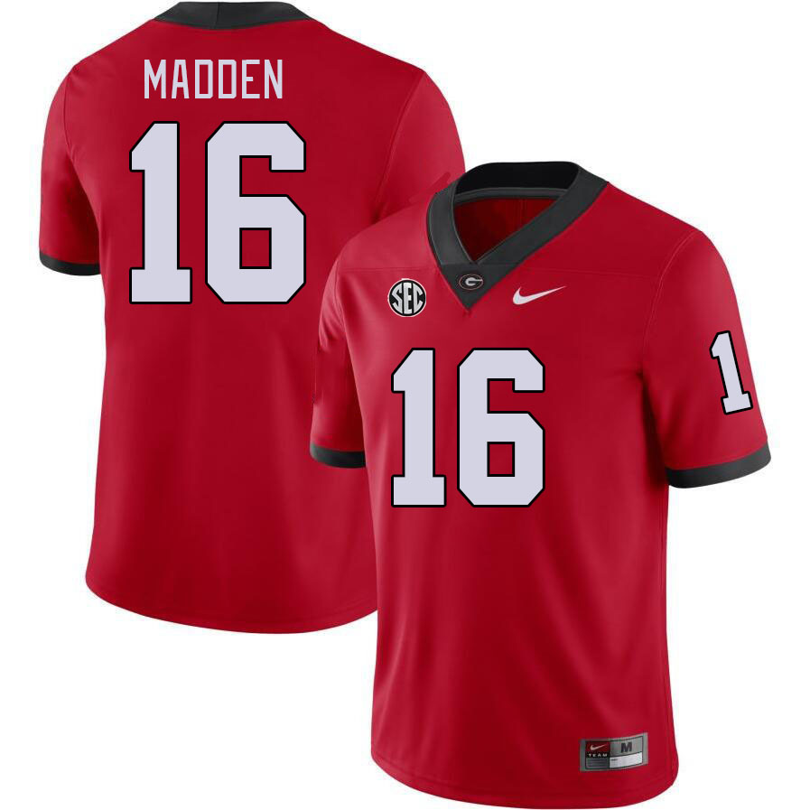 Men #16 C.J. Madden Georgia Bulldogs College Football Jerseys Stitched-Red - Click Image to Close
